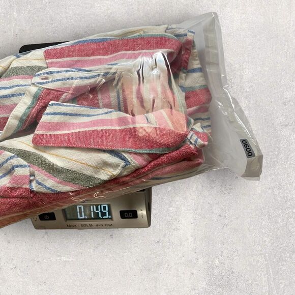 Old Navy Women Shirt Dress Linen Blend Multicolored Striped Button Up NWT - Picture 10 of 10